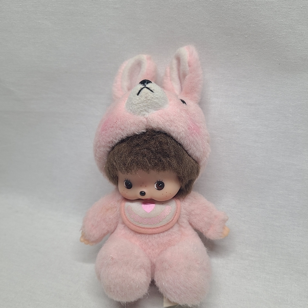 Monchhichi Bebichhichi Plush Doll Stuffed Toy Pink Sekiguchi RARE